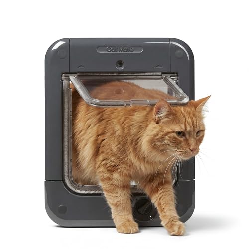 Pet Mate Microchip Cat Flap Grey Stop Unwanted Guests - Secure Pet Door Access